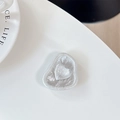Detalle de soporte para móvil con forma de corazón plateado e irregular con textura ondulada - Soporte de Anillo Irregular-Textura de Papel de Aluminio-Corazón Plateado Moteado
