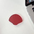 Detail of red leather shell phone grip with fine stitching and embossed patterns - Leather Shell-Wine Red