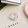 Handyhalterung mit rosa Muscheleinlage, Perlenakzenten und Gift For You Text Design - Magnetische Katzenaugen-Muschel (Rosa)