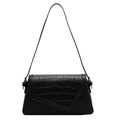 Elegante zwarte schoudertas met krokodillenpatroon en goudkleurige details voor dames - Zwart