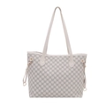 Borsa tote beige con stampa M grigia e dettagli in metallo dorato per donna - Bianco