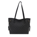 Borsa tote minimalista con motivo monogramma M grigio e spalline in pelle nera - Nero
