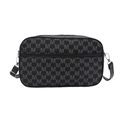 Sac à bandoulière rétro à monogramme pour femme avec sangle réglable et double fermeture - Noir