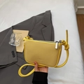 Chic yellow lychee leather square crossbody bag with silver zipper and thin strap - Yellow