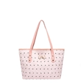 Sac cabas rose minimaliste avec imprimé nœuds noirs et charm nœud doré - Rose