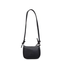 Minimalist black pebble leather crossbody bag with top zipper and slim strap - Black