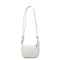 White semi-circular crossbody bucket bag with textured leather and knot rope strap - Off White