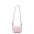 Pink lychee texture mini crossbody bag with knot strap and metallic zipper detail - Pink