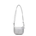 Chic silver lychee leather crossbody bag with minimalist half-moon design for women - Silver