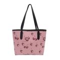Borsa tote rosa con stampa di ciliegie e manici in pelle PU nera su sfondo bianco - Rosa
