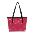 Borsa tote rosa con stampe di ciliegie e manici neri, borsa a spalla casual per donna - Rosa Rosso