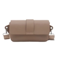 Minimalist beige rectangular crossbody bag with adjustable wide strap on white background - Khaki