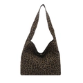 Grand sac hobo minimaliste pour femmes en toile imprimé léopard avec bandoulière - Marron