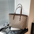 Grande borsa tote vintage con stampa a lettera Z e finiture in pelle marrone da ufficio - Cachi