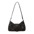Vintage schwarze Hobo-Tasche mit großem Fassungsvermögen und antiker Metallschnalle - Schwarz