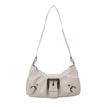Cremeweiße Vintage-Achseltasche mit Metallschnalle und Kunstleder im Distressed-Look - Weiß