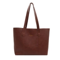 Minimalist vintage large capacity coffee tote bag with shoulder straps and fashion logo - Tan