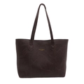 Minimalist vintage dark brown tote bag with retro wrinkled texture and gold lettering - Dark Brown
