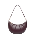 Deep burgundy croissant shoulder bag featuring a unique shell pleated texture design - Burgundy
