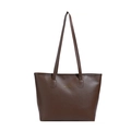 Borsa tote classica marrone scuro in pelle liscia con manici lunghi e logo dorato - Marrone