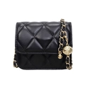 Quilted black mini crossbody bag with gold chain strap and decorative sphere detail - Black