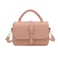 Pink matte PU leather handbag with gold hardware and top handle for women's fashion - Pink