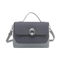 Grey textured crossbody bag with silver horseshoe buckle and adjustable strap - Blue
