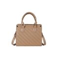 Retro tan woven tote bag with adjustable shoulder strap for women, elegant 2025 autumn style - Khaki