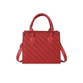 Elegant red woven tote bag for women with top handle and adjustable shoulder strap - Red