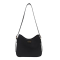 Sac seau noir classique avec logo 'FASHION' doré et coutures verticales minimalistes - Noir Sans Pendentif