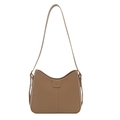Sac seau bandoulière minimaliste en cuir marron clair avec boucle mode élégante - Khaki Sans Pendentif