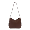 Sac seau vintage minimaliste en cuir mat marron foncé avec texte doré fashion - Café Sans Pendentif