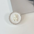 Détail du support de téléphone ours avec strass brillants et ours blanc en résine - Support Transparent-Strass Perle-Ours Dopamine / Blanc