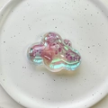 Close-up of cloud-shaped laser iridescent phone grip accessory with pearlescent finish - Cloud / Holographic Multicolor