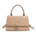 Borsa beige con trama a coccodrillo, fibbia dorata vintage e tracolla regolabile - Cachi