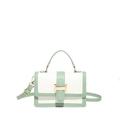 Bolso bandolera cuadrado verde y blanco de moda con relieve geométrico y hebilla dorada - Verde