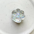Detail of the iridescent cat paw phone grip featuring a 3D heart design and laser crystal finish - Cat Claw (Glossy) / Silver Laser