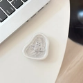 Detail of silver phone grip featuring a crystal planet logo on a laptop keyboard - Irregular Ring Stand-Tin Foil Texture-No. 30