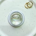 Macro view of clear magnetic phone grip with rainbow bubble resin and gold rings - Magnetic Crystal Ball - Aurora