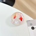 Detail of transparent resin phone socket with red and white koi fish and pearl inside - Pearl Gold Glitter Double Fish Style (Blue Light No. 4)