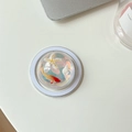 Primer plano de una escena oceánica con peces koi 3D en un soporte circular para móvil - Magnético - Bola de Cristal Luz Azul - No.1 Estrella Caracola Pez Dorado