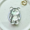 Detail of laser bear magnetic phone grip on a ceramic tray with aurora resin finish - Magnetic Bear - Tin Foil Texture