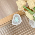 Detail of magnetic phone socket with pearl texture finish and a cute light blue 3D bear - Transparent Socket (Blue)