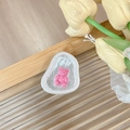 Detail of magnetic phone socket featuring a pink jelly bear inside clear resin - Transparent Socket (Rose Red)
