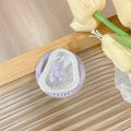 Detail of cute purple bear magnetic phone socket on stylish silver wavy base - Magnetic Style (Purple)