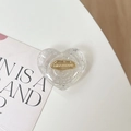 Détail d'un support Griptok pailleté en forme de cœur avec accent lèvres dorées - Support Coeur 3D - Feuille d'argent Anglais - Blanc