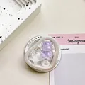 Detail of heart-shaped phone grip with purple bear, stars and pearls in resin - Magnetic Type Irregular Ring Tinfoil Texture Pearlescent Sea Star Bear / Purple