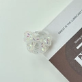 Macro detail of iridescent glitter butterfly phone socket with sparkling sequins - Self-Adhesive - White Butterfly (Epoxy Stand - 3D Rhinestone Bow - White)