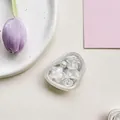 Detail of heart-shaped resin phone grip with 3D bear, stars and sequins for MagSafe - Airbag Type Irregular Ring Tinfoil Texture Pearlescent Sea Star Bear / White