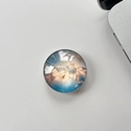 Top view of a crystal glass phone grip featuring a deep galaxy nebula star pattern - Transparent Stand-Crystal Glass Starry Sky-Style 6